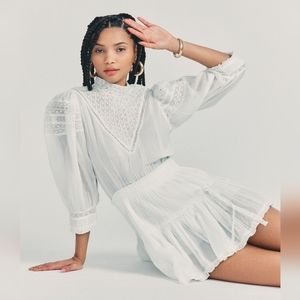 LoveShackFancy White Lace Mini Dress